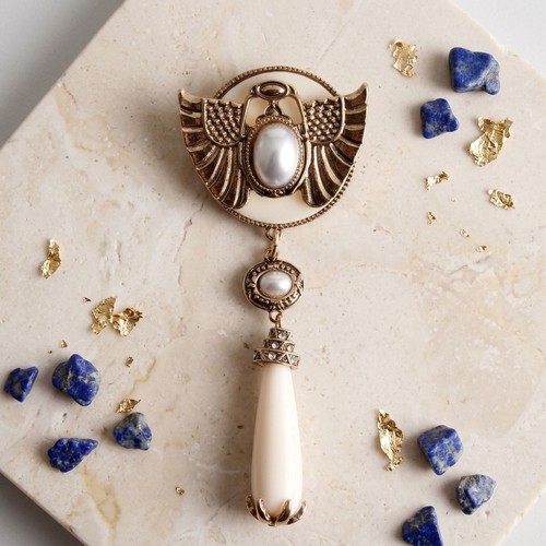 Burnished gold egyptian scarab - gold,