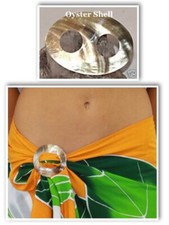 Scarf/Sarong Buckle Clasp Clip OVAL Natural Oyster Shell & instruction guide NEW