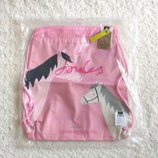New Girls JOULES Pink Horses Drawstring Active Bag One Size