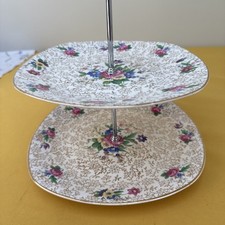 2 Tier Vintage Cake Stand By Midwinter Stylecraft Plates measure approx 24cm.