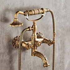 Luxe Antique Brass Bath Shower
