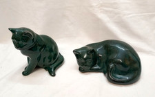 Green/Black Glazed Ceramic Cat