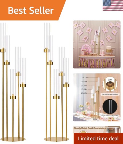 Chic 2pcs gold candle holders - gold,