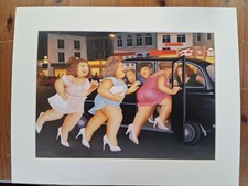 Beryl Cook mounted print - Girls in a Taxi