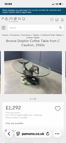 Bronze dolphine coffee table - dolphine,