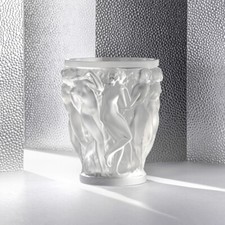Lalique Crystal, Bacchantes Crystal Vase, Clear, Height 9.45" 