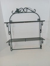 Old Vintage Metal Twisted WIRE 2-SHELF Wall Hanging Cottage Core Shabby Chic