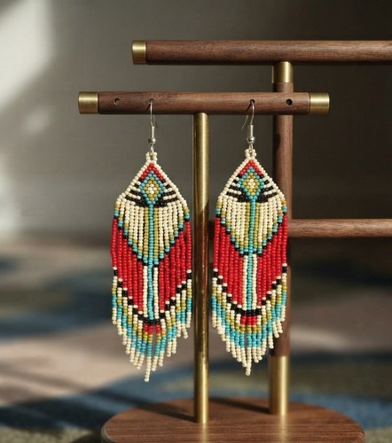 Tribal earrings native large - earrings,