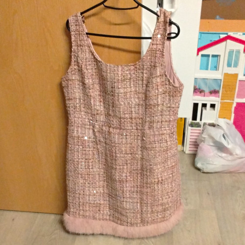 Motf pink tweed shift dress - pink,