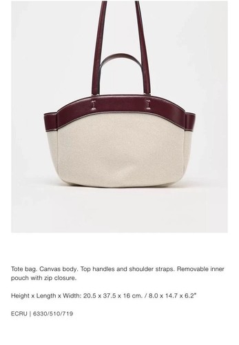 Zara canvas tote - zara, bag