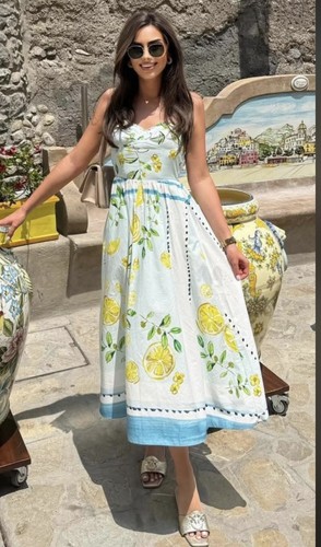 Zara lemon print long poplin - zara,