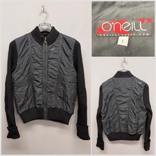 O'NEILL Men's Black Knitted Sleeves Zip Front Jacket Large Trendy