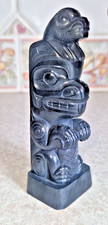 RARE Ed Russ Haida First Nations Native American Argillite Model Totem Pole VGC