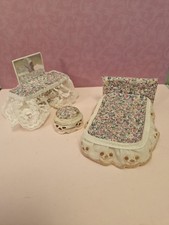 Beautiful Vintage Lundby Barton Caroline's Home Floral Bed & Dressing Table 1:16