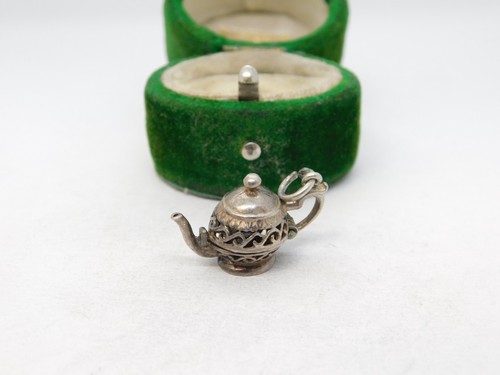 Sterling silver teapot charm - sterling,