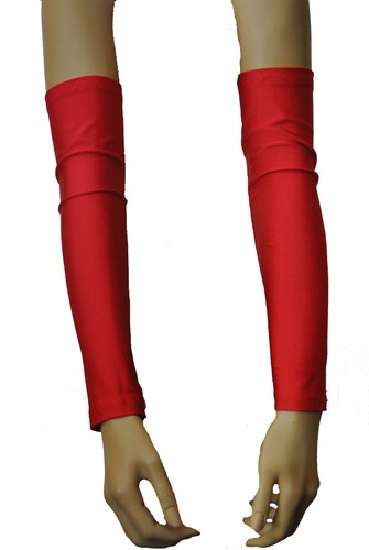 Red stretch arm warmers gloves - red,