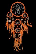 NEW HANDMADE NATIVE AMERICAN INDIAN STYLE DREAM CATCHER ORANGE/dcny11trishellora