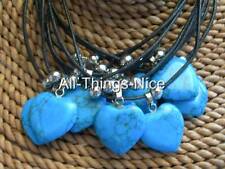 10 TURQUOISE Gemstone 20mm Love HEART Pendant Necklace Fashion Jewellery Joblot