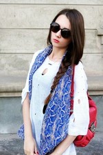 ZARA NWOT NEW BLUE BEIGE NUDE SNAKE ANIMAL PRINT PATTERNED SCARF SHAWL