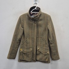 Joules Fieldcoat Toad Green Wool Check Tweed Country Race Day Coat Jacket Uk 12