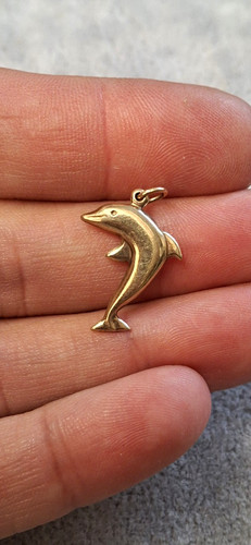 9ct yellow gold dolphin charm - gold,