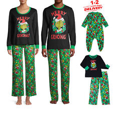 Kids Grinch Christmas Pyjamas Family Matching PJs Set Adults Boy Girl Nightwear