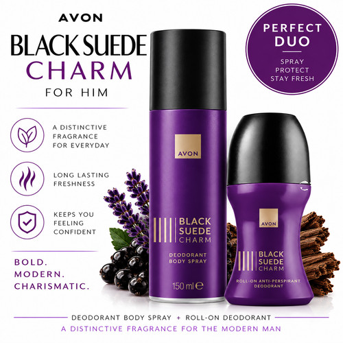 Avon black suede - black, charm
