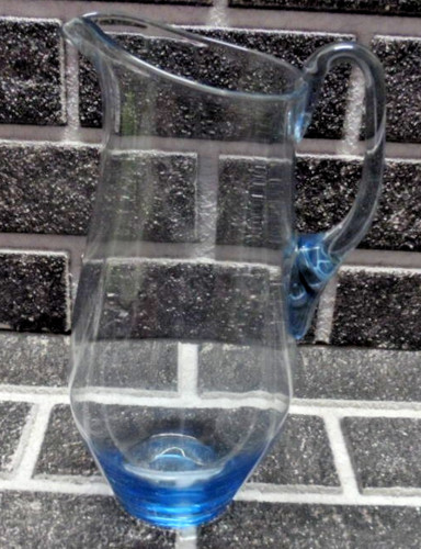 Vintage blue glass pitcher - vintage,