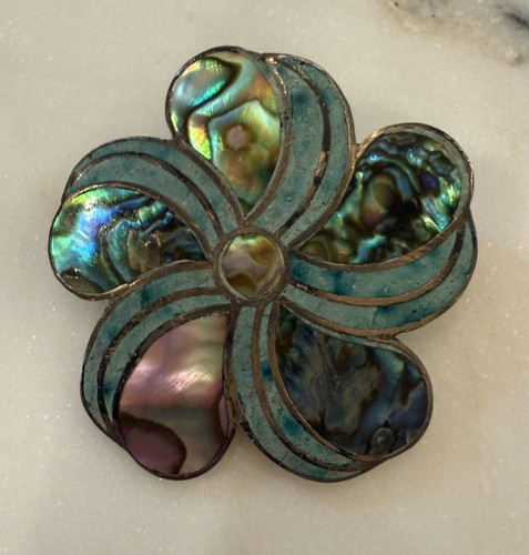 Taxco sterling abalone inlay