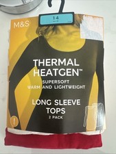 M&S Pack Of 2 Thermal Heatgen Long Sleeve Tops Size 14 BNWT