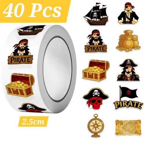 40x pirate ship stickers - pirate,