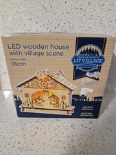 Premier Nordic Led Wooden House Village  Christmas Scene