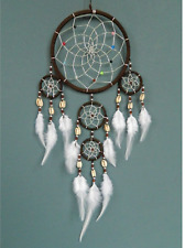 Dream Catcher Brown Silver Traditional Dreamcatcher Quality Feathers Beads Shell