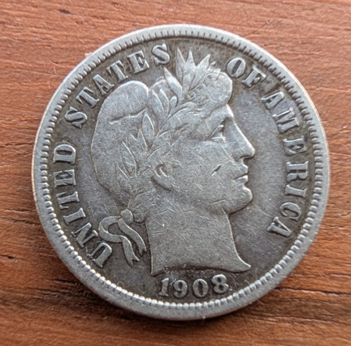 1908 barber dime usa silver - s,