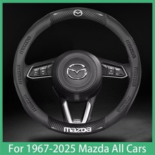 15" Steering Wheel Cover Carbon Fibre+PU Leather For 1967-2025 Mazda All models