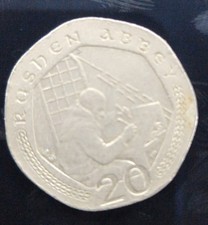 2002 Isle of Man 20p Twenty Pence Coin Rushen Abbey Circulated, VGC