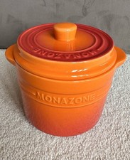 Mini Ceramic Soup Pot Oven Casserole Dish Orange/Red With 2 Lids, New (Other)