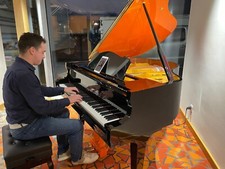 Brand New Black & Orange Baby Grand Piano - Self Playing Piano