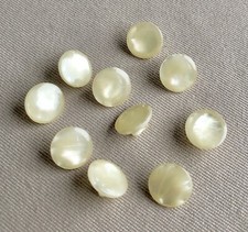 10 Beautiful Highly Pearlescent Yellow Buttons, Shank, 11mm, Matching Set #1