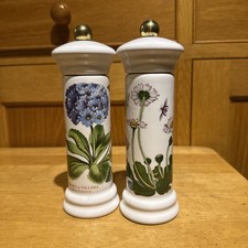 Portmeirion  Botanic Garden Ceramic Salt & Pepper Mills Grinder 80s Vintage Set 