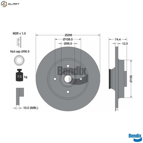 Brake disc bds1058 - 2x, for