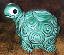 Vintage 1970's Sylvac Tortoise Ceramic Moneybox Green