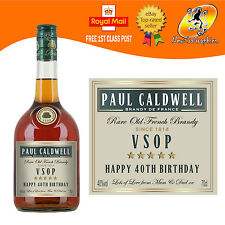 PERSONALISED FRENCH BRANDY VSOP  BOTTLE LABEL BIRTHDAY ANY OCCASION GIFT