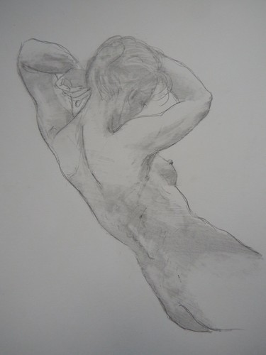 Pencil drawing female nude - drawing,