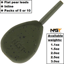 NGT Inline Carp Coarse Fishing Leads Weights Flat Pear 1.1-3oz 5-10 Packs