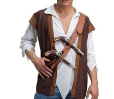 Caribbean Pirate Shoulder Belt Gun Holster With Two Guns Pistols