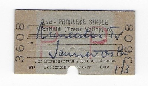 Railway ticket lichfield - ticket,