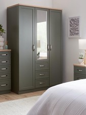 Camberley 3 Door Wardrobe Green Wood Effect | Mirror & 3 Drawers | 192cm H