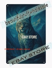 Lynx aurora mountains tin sign