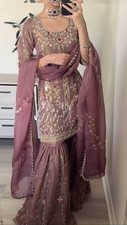 Beautiful Lilac Heavy Simar Silk Palazzo Suit With Dupatta For Reception Wear